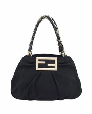 Fendi Baguette bag black FF chain shoulder strap Handbag